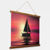 夕日、海のセーリングボート–39186 吊り下げ型タペストリー (傾斜あり)