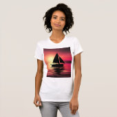 夕日、海のセーリングボート–39186 Tシャツ (正面フル)