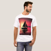 夕日、海のセーリングボート–39186 Tシャツ (正面フル)