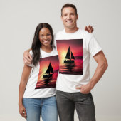 夕日、海のセーリングボート–39186 Tシャツ (ユニセックス)