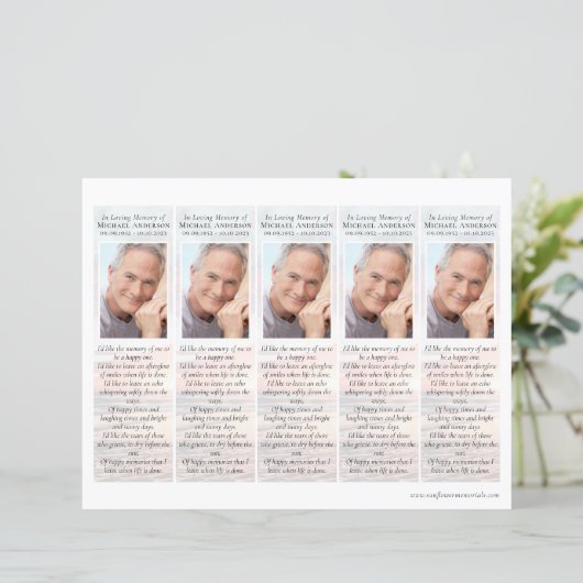 夕日 | 2x7" DIY葬式ブックマークテンプレート (スタンド正面)