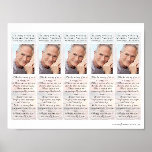 夕日 | 2x7" DIY葬式ブックマークテンプレート ポスター (正面)