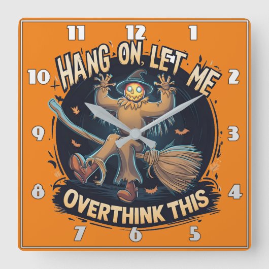 夕暮れお洒落のハロウィーンかかし スクエア壁時計 (正面)