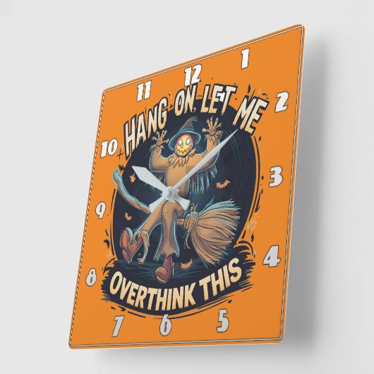 夕暮れお洒落のハロウィーンかかし スクエア壁時計 (傾斜)