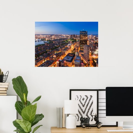 夕暮れのボストンのスカイライン ポスター (ホームオフィス)