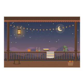 夕暮れのポーチタイム 光沢ポスター ポスター