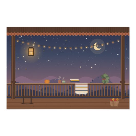 夕暮れのポーチタイム 光沢ポスター ポスター (正面)