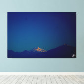 夕暮れのラングリーの水辺から見たカスケード山脈 キャンバスプリント (インサイチュ (ウッドフロア))