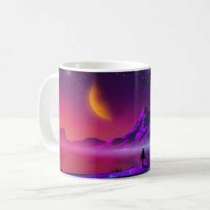 夕暮れのレトロサイエンスフィクションネオン合成色 コーヒーマグカップ