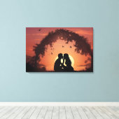 夕暮れのロマンチックなカップル キャンバスプリント (インサイチュ (ウッドフロア))