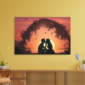 夕暮れのロマンチックなカップル キャンバスプリント (インサイチュ (リビング))