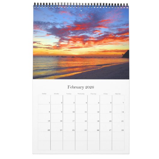 夕暮れの世界 カレンダー (2月 2026)