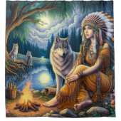 夕暮れの先住民精神と荒野の調和 シャワーカーテン (正面)