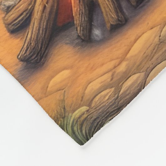 夕暮れの先住民精神と荒野の調和 フリースブランケット (角)