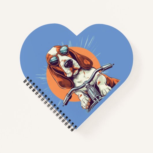 夕暮れの可愛い犬スパイラル写真ノート ノートブック (正面)