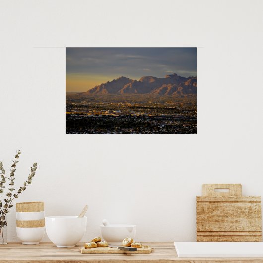 夕暮れの山々 ポスター (キッチン)