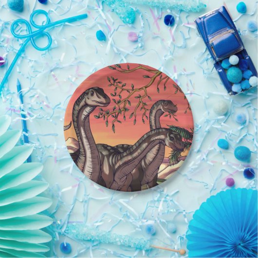 『夕暮れの恐竜』 ペーパープレート (パーティー)