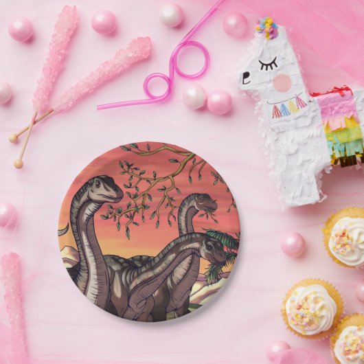 『夕暮れの恐竜』 ペーパープレート (パーティー)