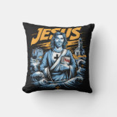 夕暮れの波に照らされたイエズス クッション (正面)