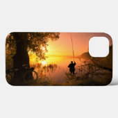 夕暮れの湖の漁師のシルエット Case-Mate iPhoneケース (裏面 (横))
