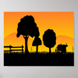 夕暮れの田舎 ポスター