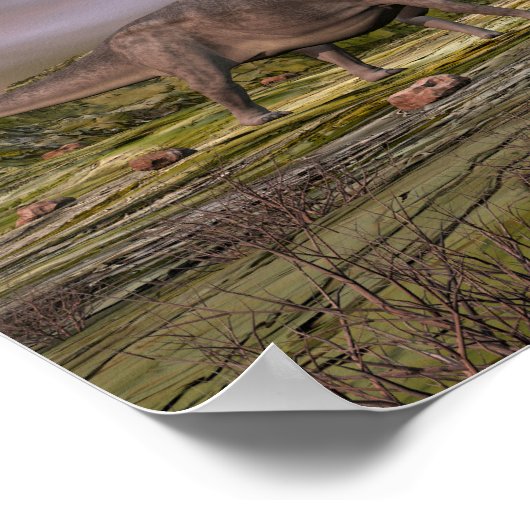 夕暮れの砂漠に歩くしたオメイソウルス ポスター (角)