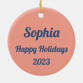 夕暮れの草地のかわいい悲しいスタイルの女性 セラミックオーナメント (裏面)