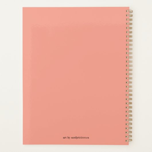 夕暮れの草地のかわいい悲しいスタイルの女性 プランナー手帳 (裏面)