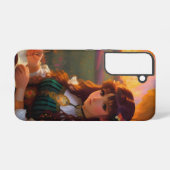 夕暮れの草地のかわいい悲しいスタイルの女性 SAMSUNG GALAXYケース (裏面横)