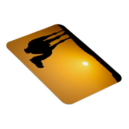 夕暮れの野生のラクダのシルエット マグネット (右側)