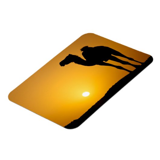 夕暮れの野生のラクダのシルエット マグネット (左側)