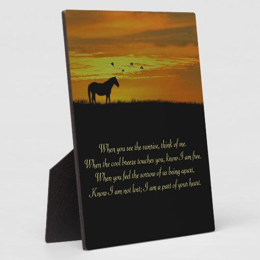 夕暮れの馬が美しい記念詩 フォトプラーク (側面)