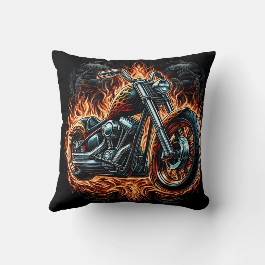 夕暮れはっきりしたの炎に包ま鮮やかれたオートバイ クッション (裏面)