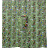 夕暮れオウム逆さまに鳥 シャワーカーテン (正面)