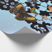 夕暮れギフトラッピングのレース模様の蝶 ラッピングペーパー (角)