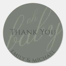 夕暮れグリーンセージありがとう赤ちゃんシャワーモダン ラウンドシール