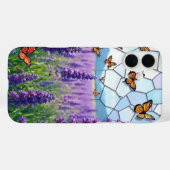 夕暮れステンドグラスでラバンダーと蝶 Case-Mate iPhoneケース (裏面 (横))