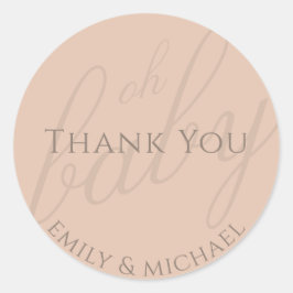 夕暮れピンクありがとう赤ちゃんシャワーモダン ラウンドシール