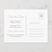 夕暮れピンク&シルバー雪の結晶の冬の日付を保存 案内ポストカード (裏面)