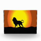 夕暮れライオンのシルエット フォトブロック (正面)