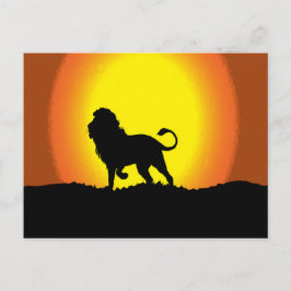 夕暮れライオンのシルエット ポストカード