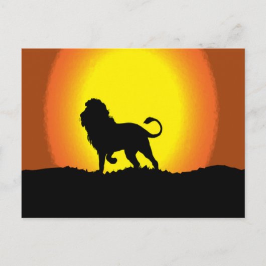 夕暮れライオンのシルエット ポストカード (正面)
