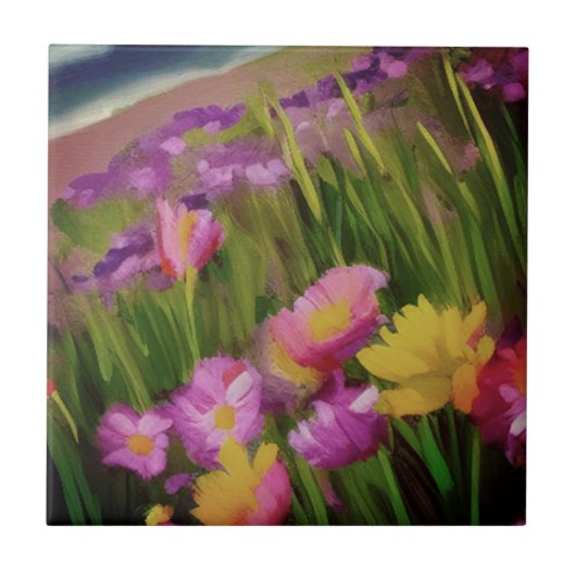 夕暮れワイルドフラワー タイル (正面)