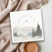 夕暮れ冬の雪の山の風景結婚ズ スタンダードカクテルナプキン