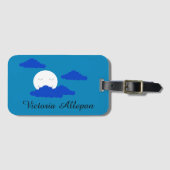 夕暮れ初期の月:青 ラゲッジタグ (正面横)