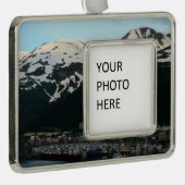 夕暮れ名勝アラスカ写真のホイッティエ シルバープレートフレームオーナメント (右)
