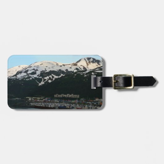 夕暮れ名勝アラスカ写真のホイッティエ ラゲッジタグ (正面横)