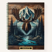 夕暮れ威厳のあるに山背を背景にしたムース頭 ノートブック (正面)