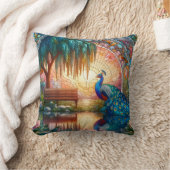 夕暮れ威厳のあるに浮かぶクジャク クッション (ブランケット)