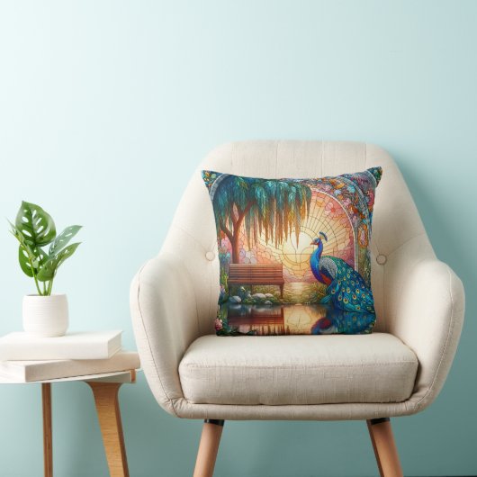 夕暮れ威厳のあるに浮かぶクジャク クッション (椅子)